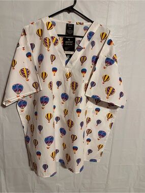 Gator Hot Air Balloon Print Scrubs- White Adult Unisex